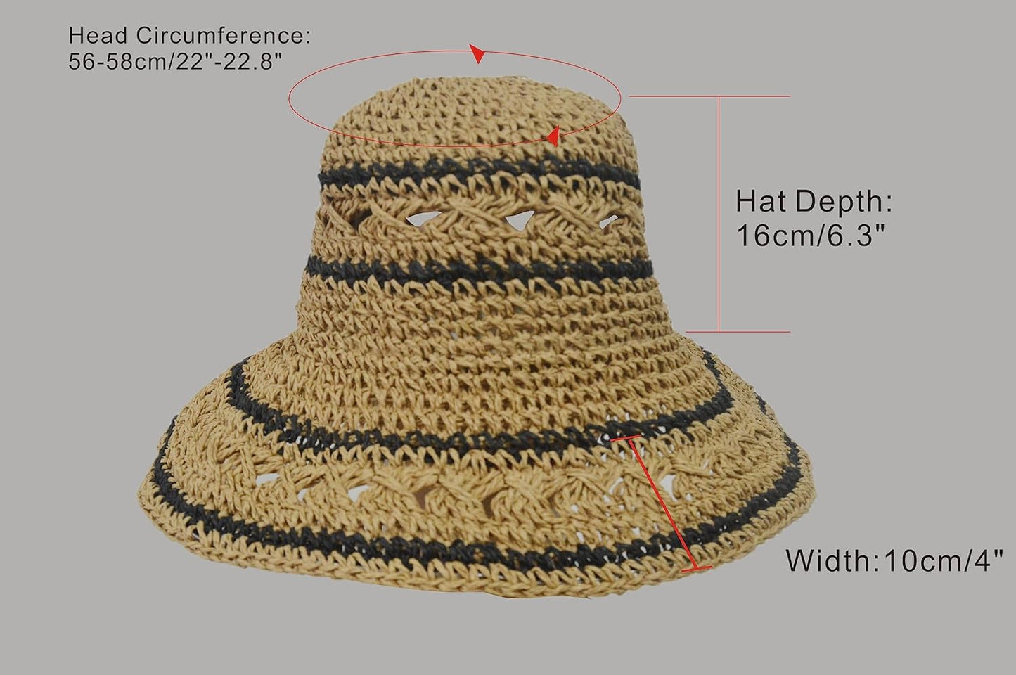 Crochet Womens Straw Sun Hat Foldable Summer Beach Sun Hats