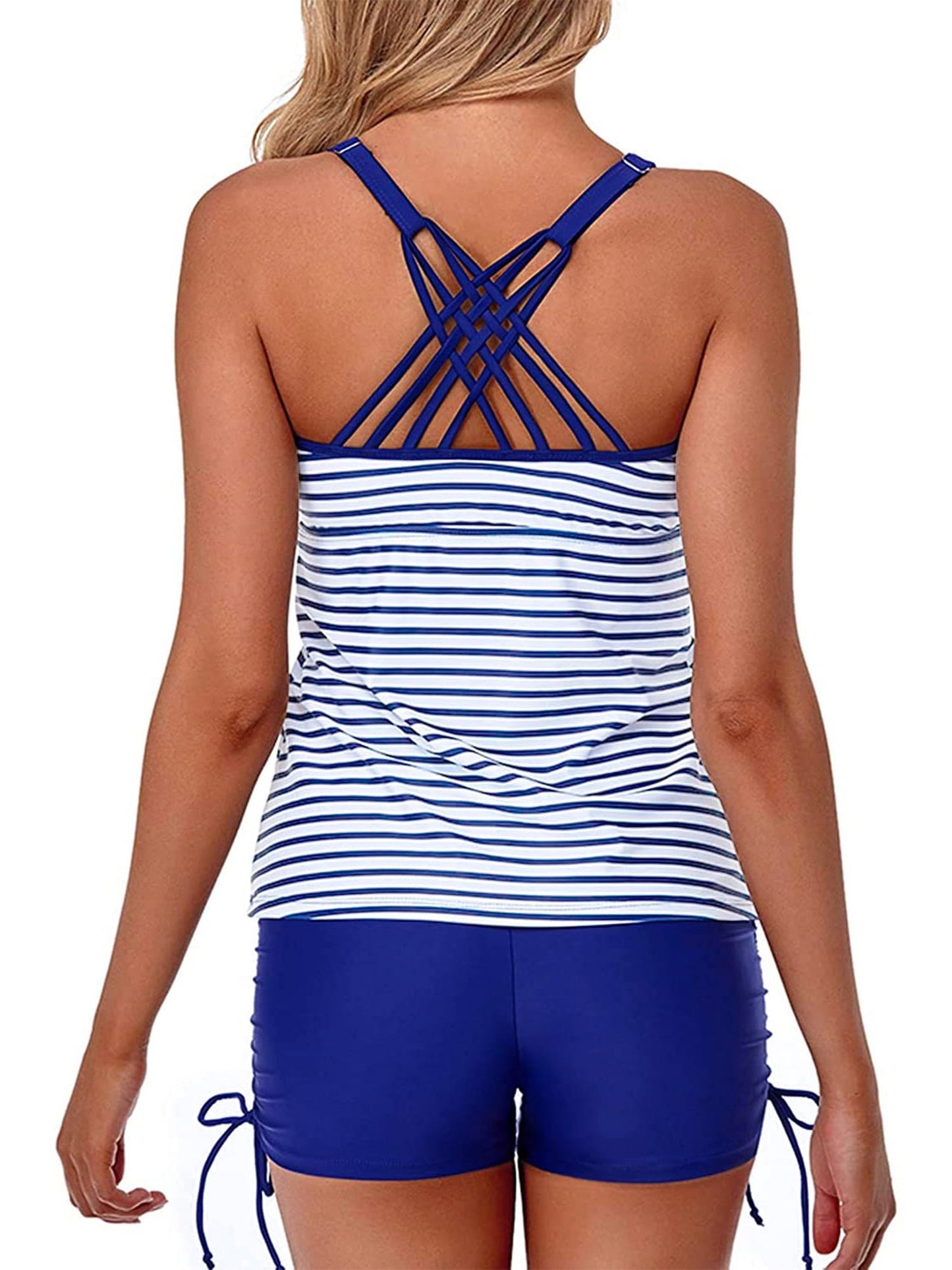 Womens Tankini Swimsuits Athletic Two Piece Tummy Control Bathing Suits with Shorts Modest Tank Tops