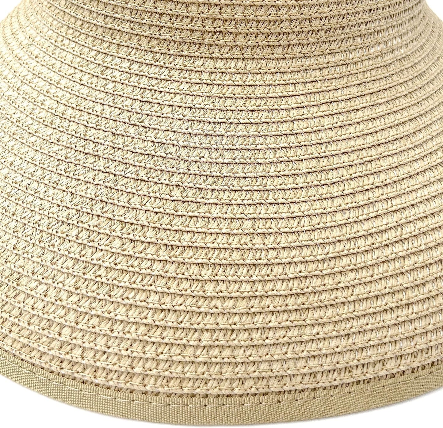 Sun Visors with Roll-Up Ponytail Packable Wide Brim Straw UV Protection Sun Beach Hats