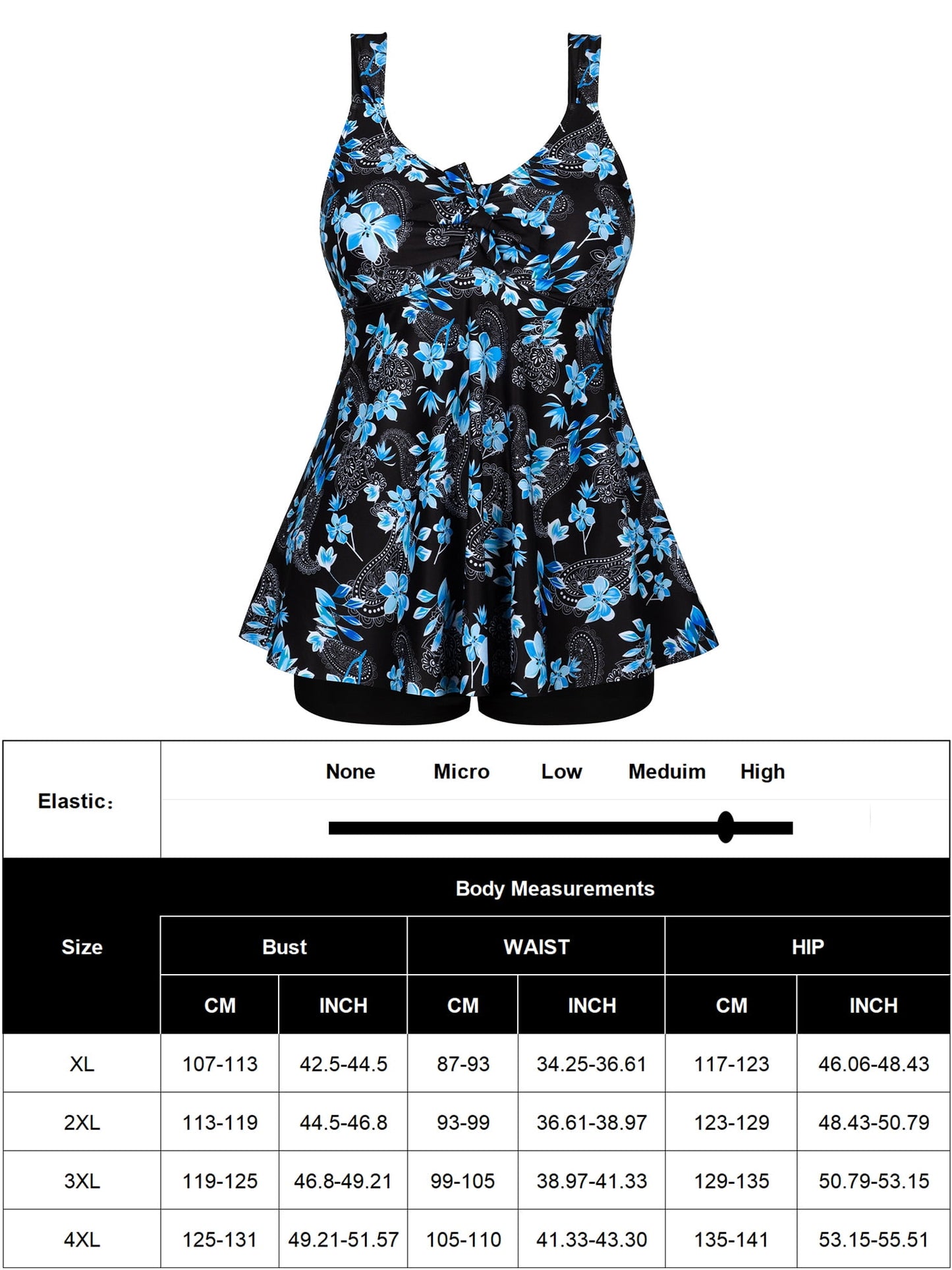 Plus Size Tankini Swimsuit Two Piece Flowy Swimdress Bathing Suits with Shorts