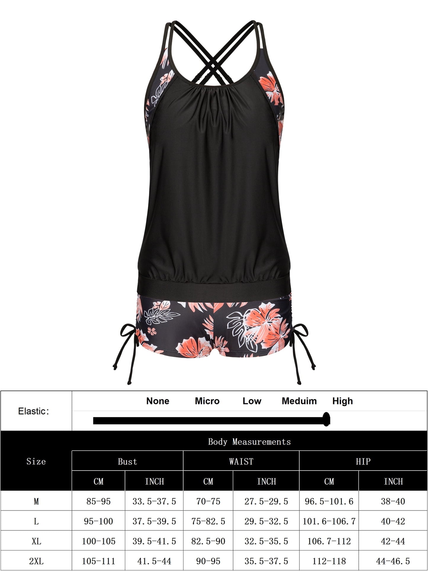 Blouson Tankini Swimsuits Modest Two Piece Bathing Suits Blouson Tankini Top with Shorts