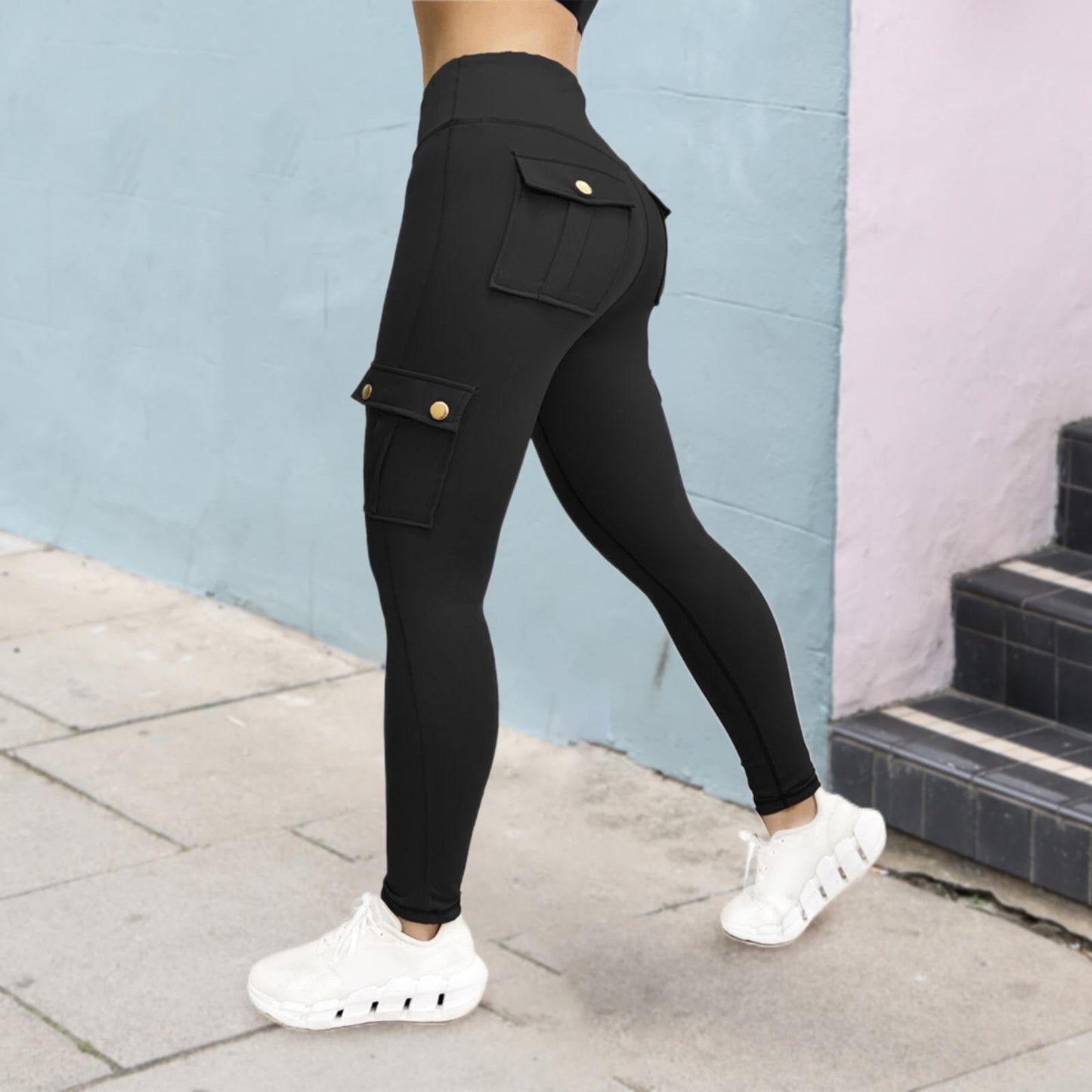 High Waisted Scrunch Butt Lifting Leggings Stretch Running Gym Sweatpants with Pockets