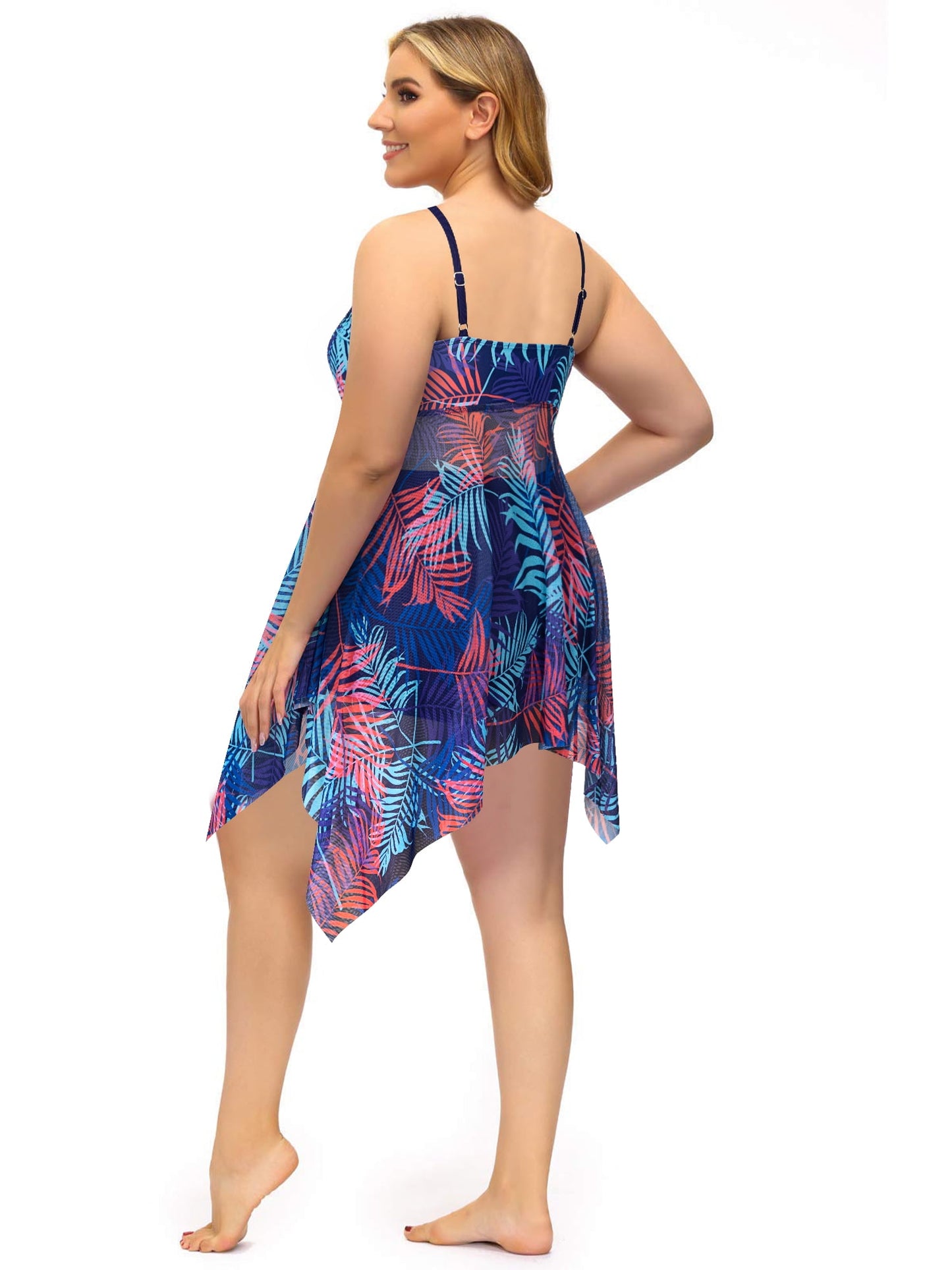 Plus Size Two Piece Swimdress with Boyshorts Flowy Tummy Control Tankini Swimsuits