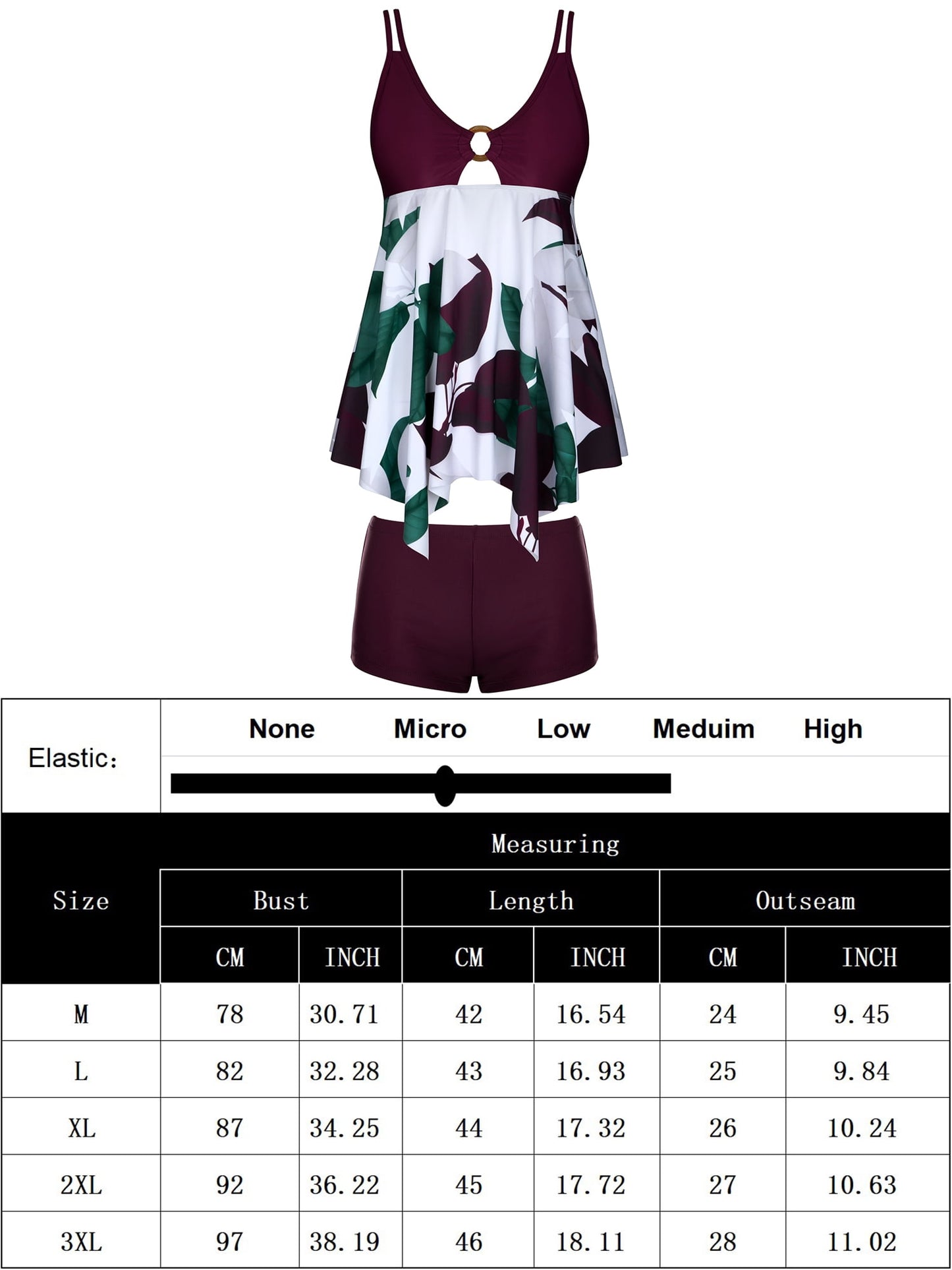 Plus Size Swimsuits Two Piece Tummy Control Swimwear Retro Printed Tankini